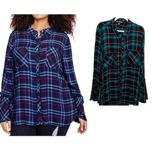 Love & Legend Plaid Blouse - Bell Sleeve - 16 - Bangladesh